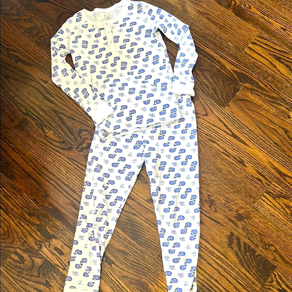 Roller Rabbit White and Blue Pajama Set with All-Over Print